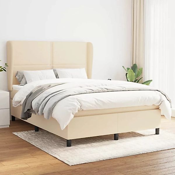 Vidaxl Boxspringbett Mit Matratze Creme 140x200 Cm Stoff günstig online kaufen