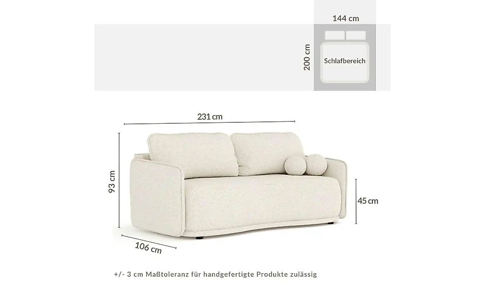 Einzelsofa   ¦ creme ¦ Maße (cm): B: 231 H: 93 Polstermöbel > Sofas > 3-Sit günstig online kaufen