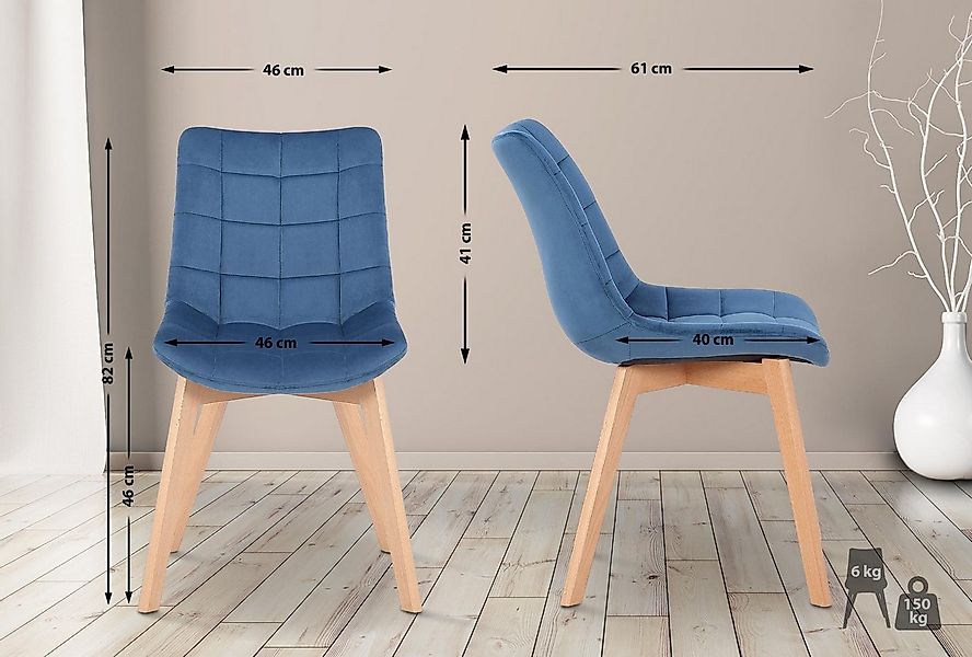 CLP Esszimmerstuhl Passaic (1er, 1 St), Samt, Buchenholzgestell, ohne Armle günstig online kaufen