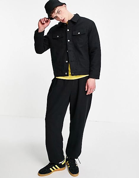 Weekday – Milton – Oversize-Jacke aus Flanell in Schwarz günstig online kaufen