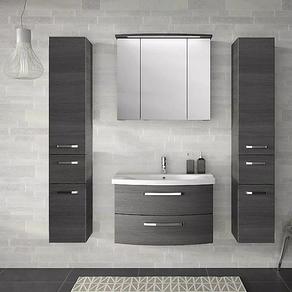 Badezimmer Set in Graphit Struktur FES-4010-66 mit Waschtisch, Spiegelschra günstig online kaufen
