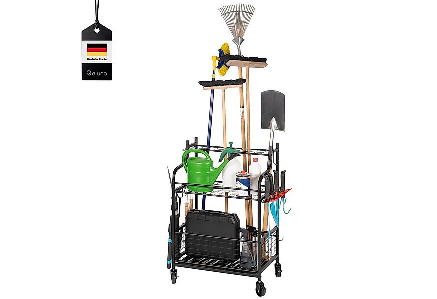 eluno Gartengerätehalter mit Ablagen und Körben, Stahl schwarz günstig online kaufen