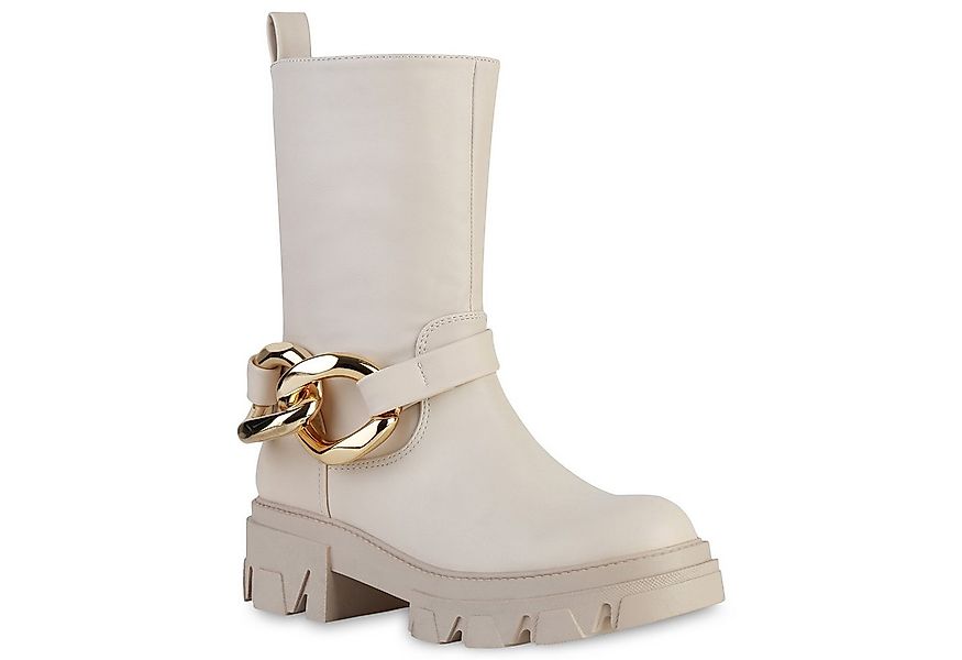 VAN HILL 837957 Plateaustiefelette Damen Plateau Boots Stiefeletten Ketten günstig online kaufen