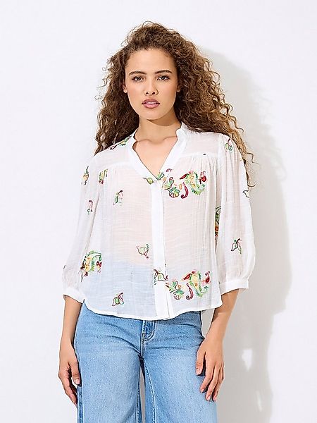 Apricot Blusentop Bluse mit floraler Paisley-Stickerei mit Stehkragen günstig online kaufen