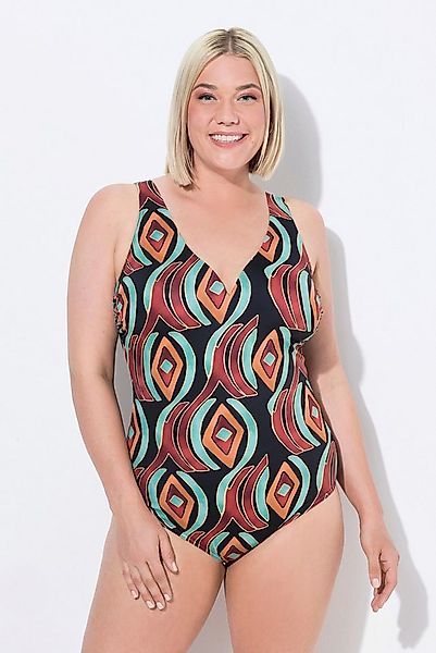 Ulla Popken Badeanzug Badeanzug grafischer Druck Softcups recycelt günstig online kaufen