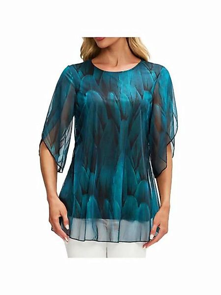 KIKI 3/4-Arm-Shirt Damen Fledermaus Batwing Tunika Top Rundkragen Shirt Som günstig online kaufen