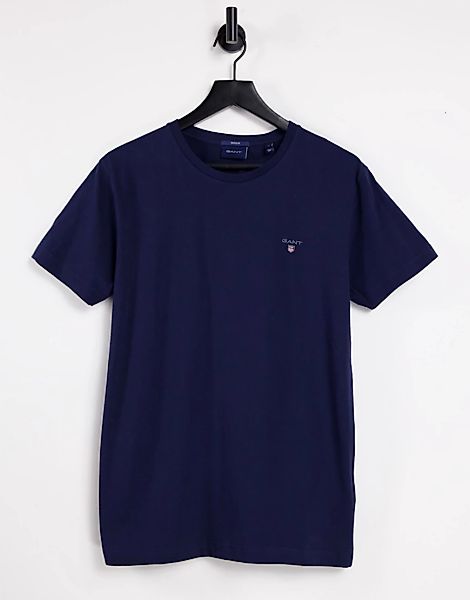 Gant – Original – T-Shirt in dunklem Marineblau mit Logo günstig online kaufen