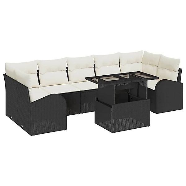vidaXL Gartensofa-set mit Kissen 8-Tlg Schwarz Poly-Rattan 3357330 günstig online kaufen