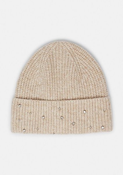 comma Strickmütze Mütze Strick-Beanie mit Schmuckstein-Besatz günstig online kaufen