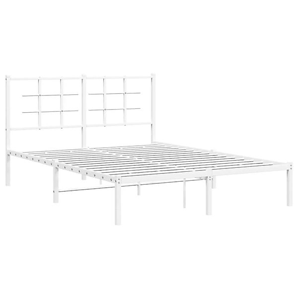 vidaXL Bettgestell mit Kopfteil Metall Weiß 140x200 cm 355611 günstig online kaufen
