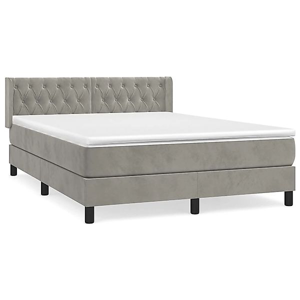 vidaXL Boxspringbett mit Matratze Hellgrau 140x190 cm Samt1466823 günstig online kaufen