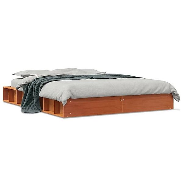 vidaXL Bettgestell, Massivholzbett Wachsbraun 135x190 cm Kiefer günstig online kaufen