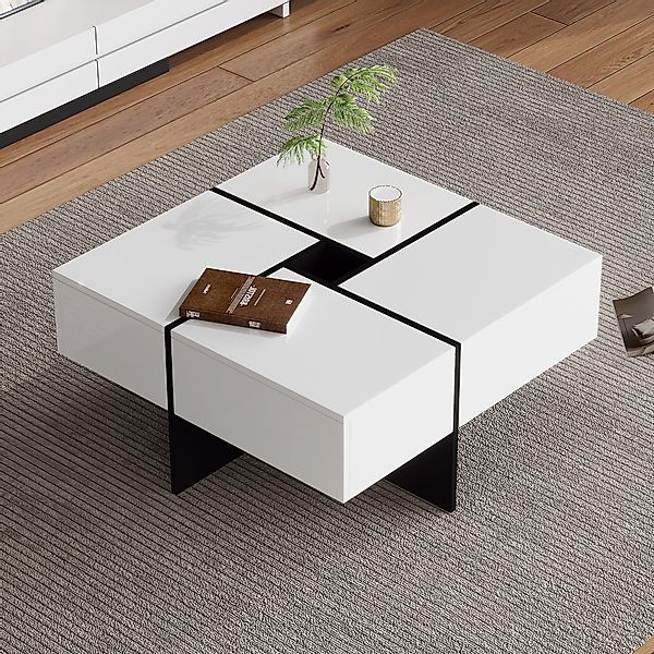 HAUSS SPOLE Couchtisch Hochglanz schwarz-weißes Design, günstig online kaufen