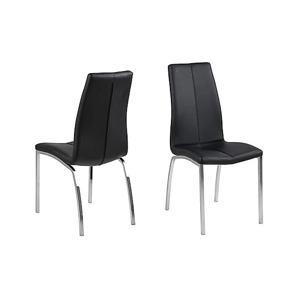 ebuy24 Amin Esszimmerstuhl in Schwarzen Kunstleder und Chrom Gestell günstig online kaufen