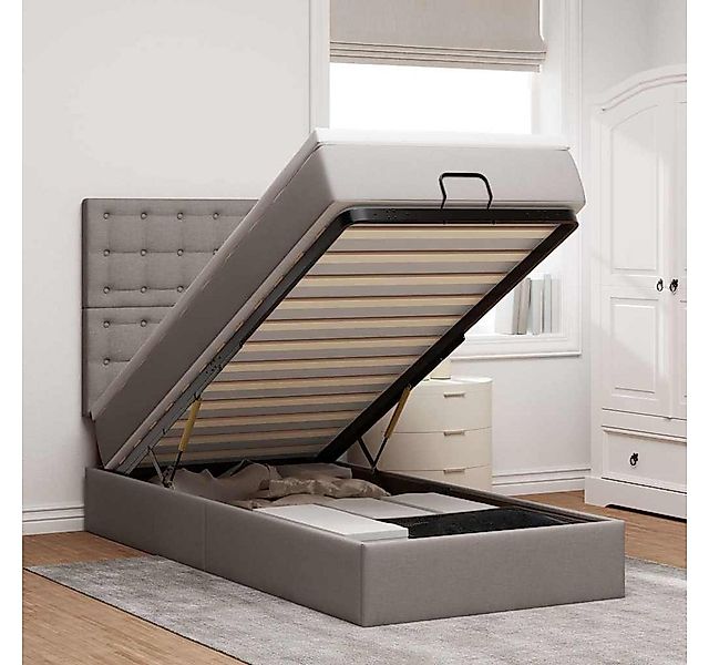 vidaXL Bett, Ottoman-Bett mit Matratze Taupe 100x200 cm Stoff günstig online kaufen