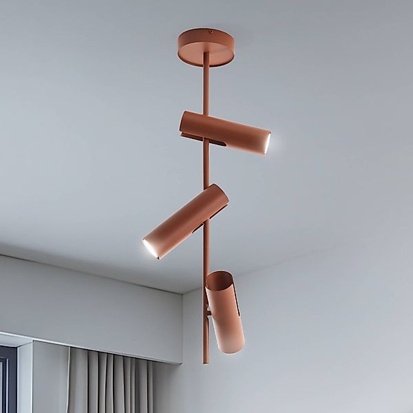 Deckenspot Leda 3, ziegelrot, 3-flammig, Stahl, Höhe 76 cm günstig online kaufen