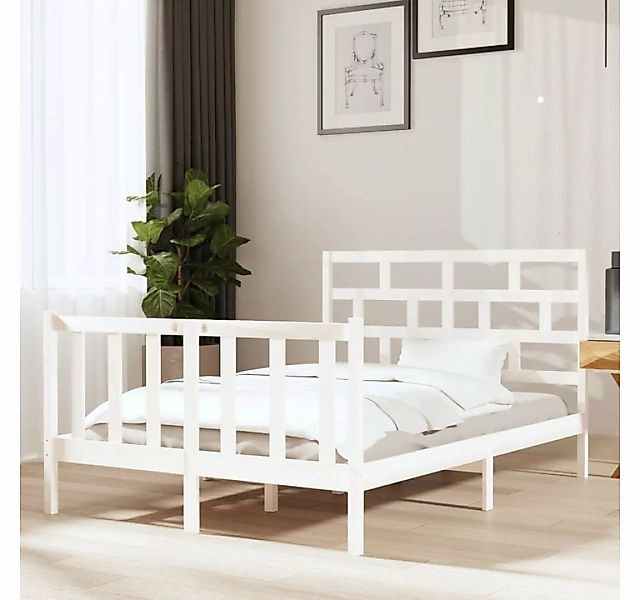 furnicato Bett Massivholzbett Weiß Kiefer 120x190 cm günstig online kaufen