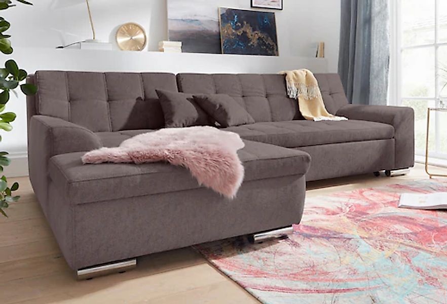 DOMO collection Ecksofa "Aversa L-Form", wahlweise mit Bettfunktion günstig online kaufen