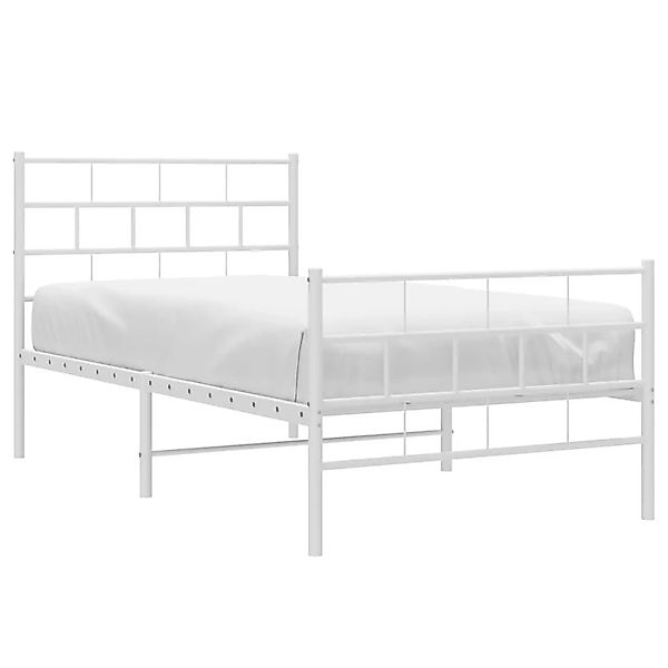 vidaXL Bettgestell mit Kopfteil und Fußteil Metall Weiß 90x200 cm 355719 günstig online kaufen