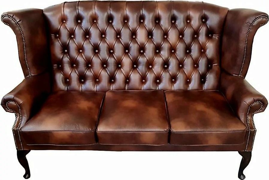 Casa Padrino 3-Sitzer Luxus Echtleder 3er Sofa Dunkelbraun Vintage Antik Lo günstig online kaufen