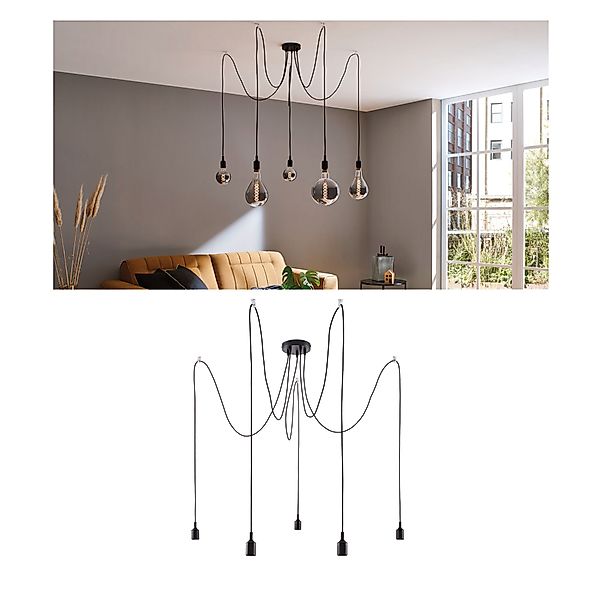 Paulmann "Neordic Pendelleuchte Ketil E27 max. 5x60W Schwarz dimmbar Siliko günstig online kaufen