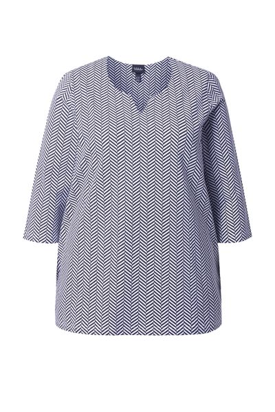 Ulla Popken T-Shirt Shirt Fischgrat A-Linie günstig online kaufen