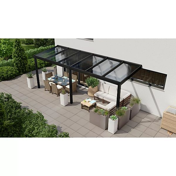 Terrassenüberdachung Professional 600 cm x 250 cm Schwarz Struktur PC Klar günstig online kaufen