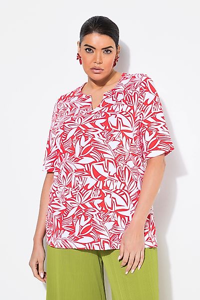 Ulla Popken T-Shirt T-Shirt Blätter A-Linie günstig online kaufen