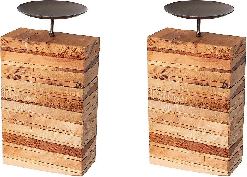 Creativ deco Kerzenhalter (2 St), mit massivem Holzfuß, 2er Set, Höhe ca. 1 günstig online kaufen