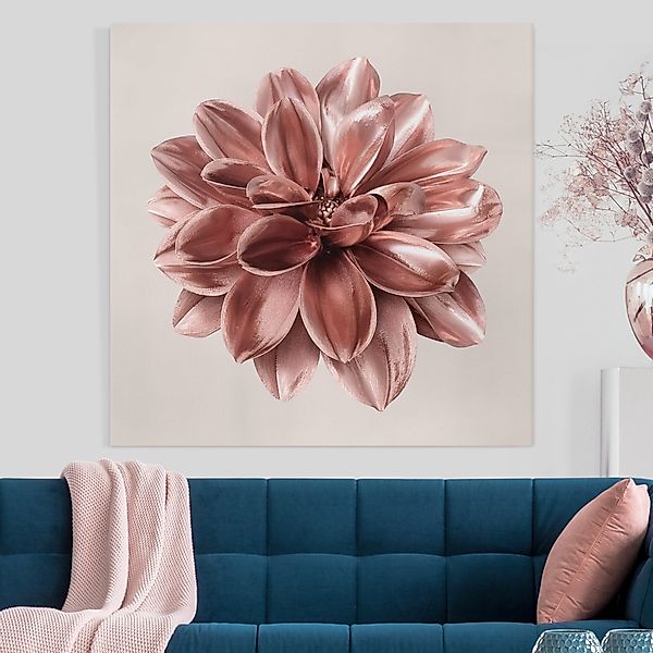 Leinwandbild Dahlie Blume Rosegold Metallic günstig online kaufen