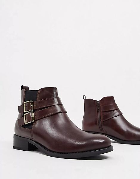 Carvela – Tempo – Weinrote Ankle-Boots aus Leder mit Schnallen günstig online kaufen