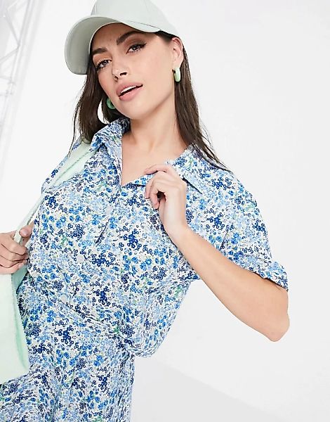 Heartbreak – Kurzärmliges Hemd mit Blumenmuster, Kombiteil-Blau günstig online kaufen