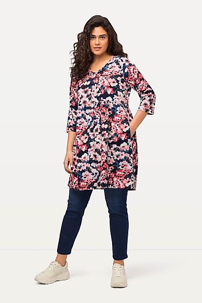 Ulla Popken Longshirt Longshirt Blumen A-Linie günstig online kaufen