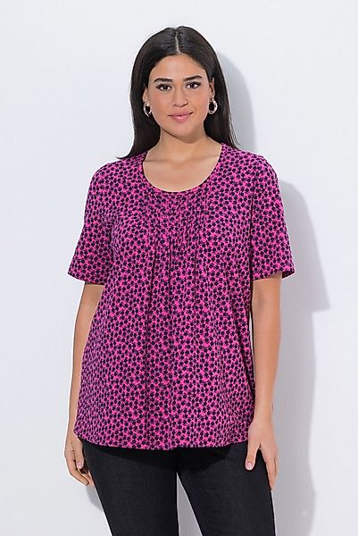 Ulla Popken T-Shirt T-Shirt A-Linie Zierfalten Rundhals Halbarm günstig online kaufen