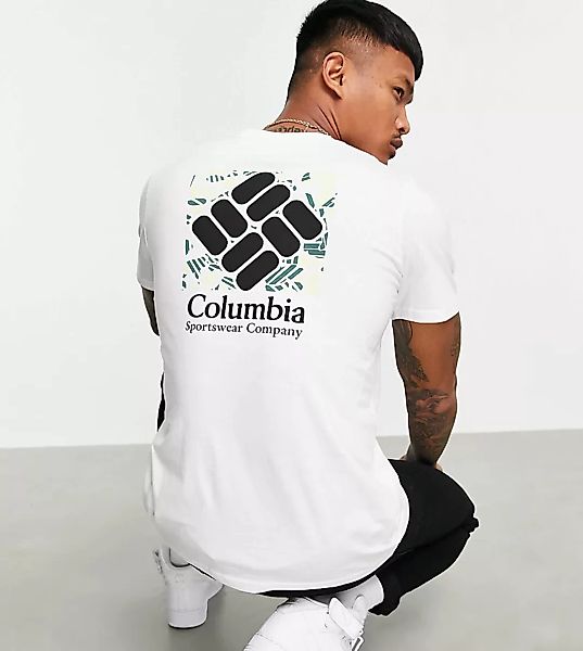 Columbia – Rapid Ridge – T-Shirt in Weiß mit Grafikprint hinten, exklusiv b günstig online kaufen
