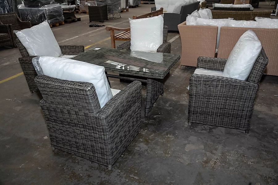 #HBM 2888: 4x Sessel Fisolo + Tisch Sorano-grau-meliert günstig online kaufen