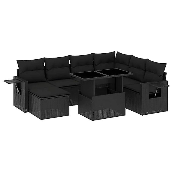 vidaXL 9-Tlg Garten-Sofagarnitur mit Kissen Schwarz Poly Rattan 3268095 günstig online kaufen