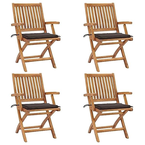 vidaXL Klappbare Gartenstühle mit Kissen 4 Stk Massivholz Teak 3072731 günstig online kaufen