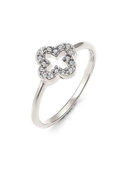 Elli Fingerring Kleeblatt Weiß 925 Sterling Silber, mit Kristallen von Swar günstig online kaufen