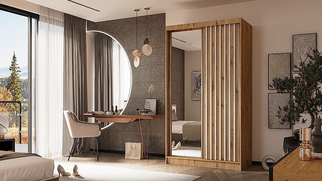 ALTDECOR Schiebetürenschrank LAMELO (Kleiderschrank Garderobenschrank mit v günstig online kaufen