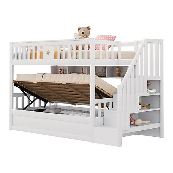 OKWISH Etagenbett Hochbett Kinderbett (90x200 cm mit hydraulischem Unterbet günstig online kaufen
