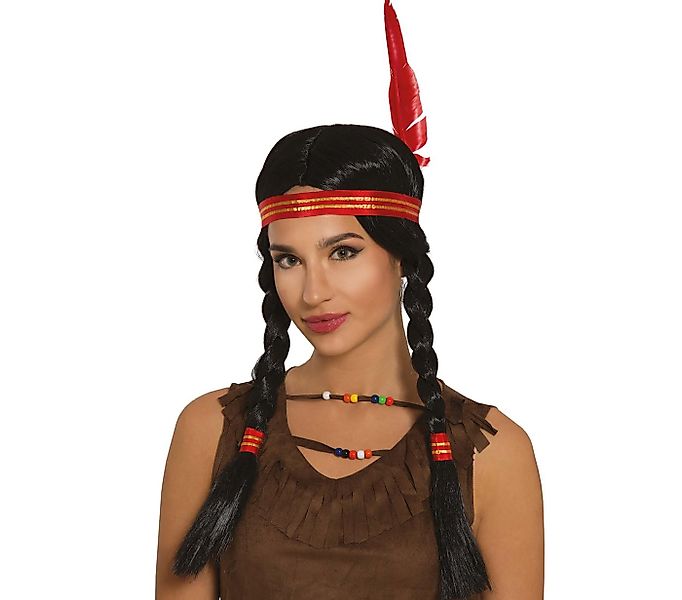 Fiestas Guirca Kostüm-Perücke, Indianisches Stirnband Rote Feder Faschingsp günstig online kaufen