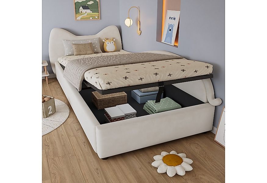 HAUSS SPOLE Polsterbett 90x200cm Hydraulisches Kinderbett, Katzen-Design, R günstig online kaufen