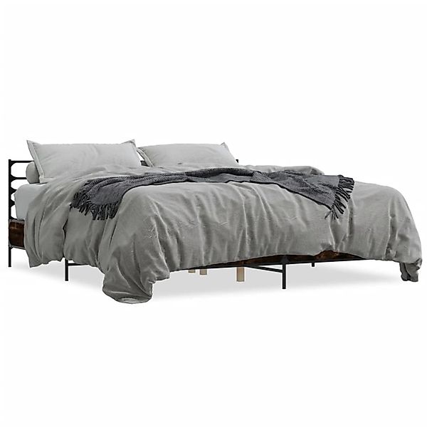 vidaXL Bettgestell Räuchereiche 200x200 cm Holzwerkstoff und Metall 3280064 günstig online kaufen