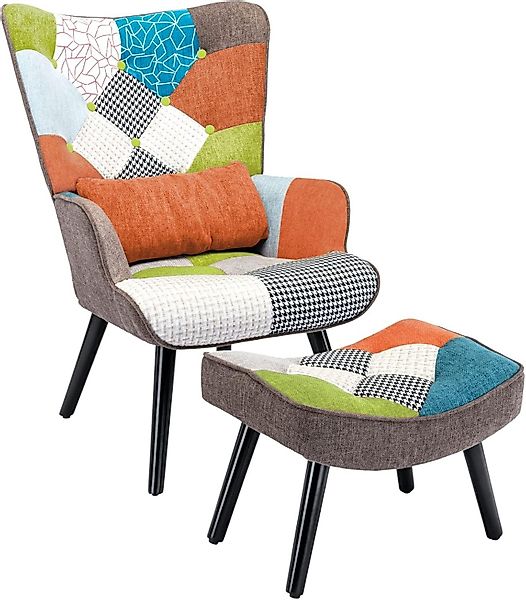 HomeMiYN Ohrensessel Relaxsessel Lehnstühle Patchwork Ohrensessel günstig online kaufen
