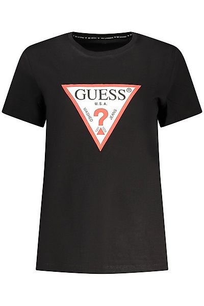 GUESS JEANS T-Shirt Damen Kurzarm T-Shirt Schwarz aus Bio-Baumwolle mit günstig online kaufen