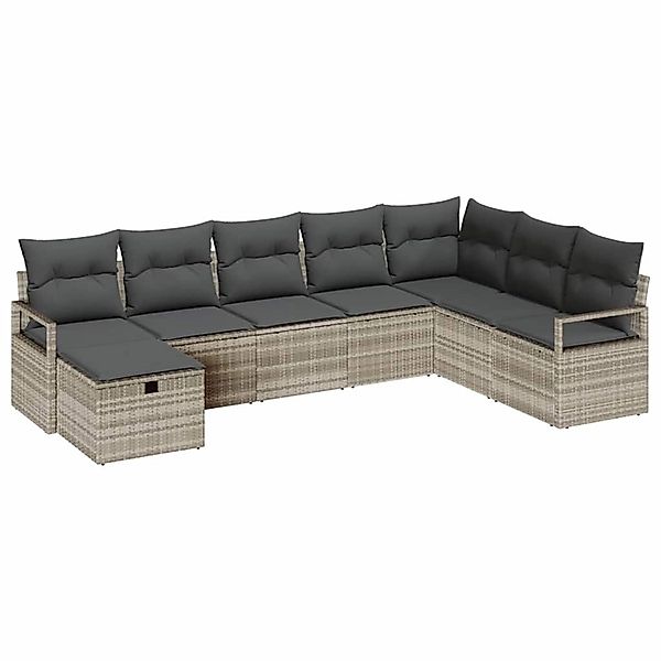 vidaXL Garten-Sofa-Set 8-Tlg Hellgrau Poly Rattan 3360563 günstig online kaufen