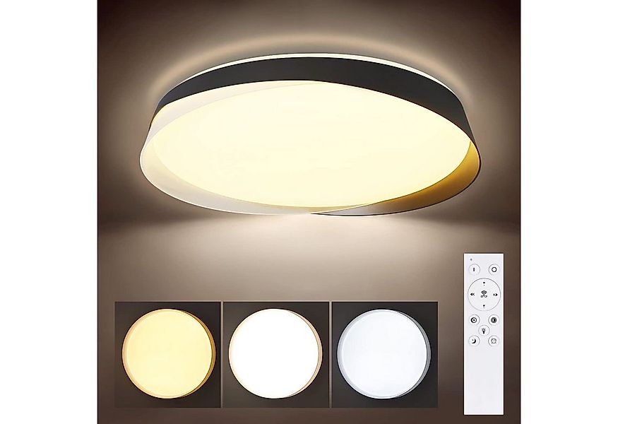 Nettlife LED Deckenleuchte dimmbar Schwarz Weiß mit Fernbedienung 41,5 cm, günstig online kaufen