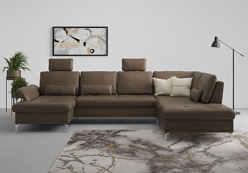 Home affaire Wohnlandschaft "Palm Beach U-Form" Federkern, mit Sitztiefenve günstig online kaufen