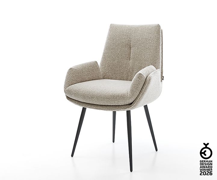 Esszimmerstuhl Clea-Flex Webstoff Soft Beige 4-Fuß konisch Schwarz günstig online kaufen